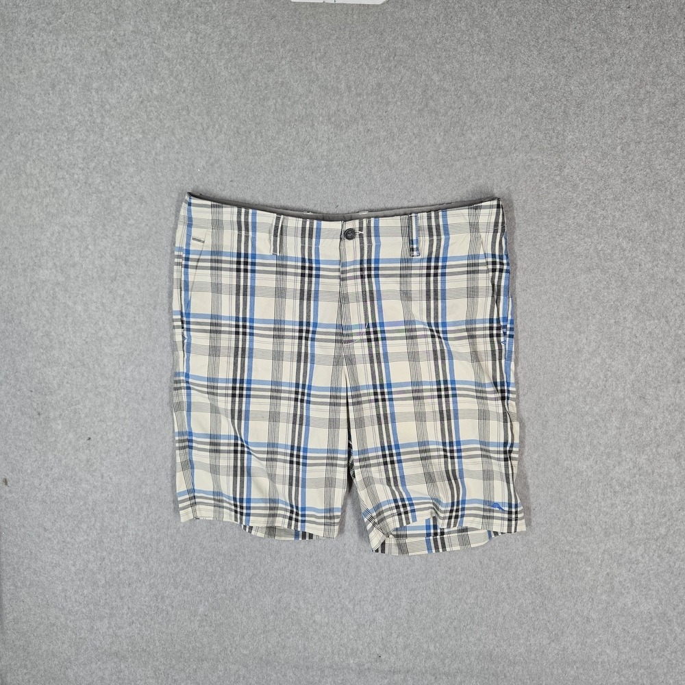 Tommy Bahama Men Shorts 36 Blue Plaid Chino Nylon Blend Stretch‎ 9" Inseam
